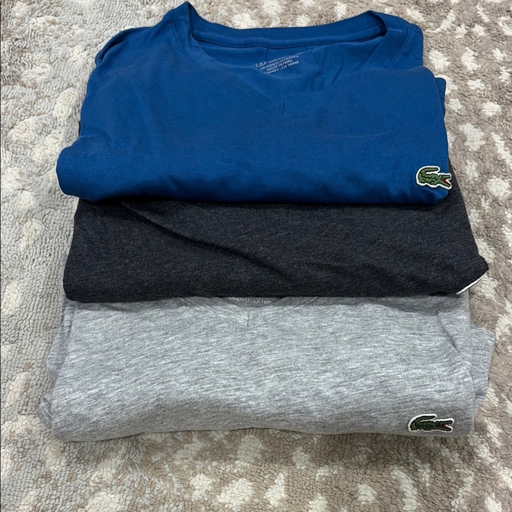 Lacoste Trio T-Shirt Set - Navy, Charcoal, Light Gray